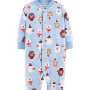 Boys Christmas Bears Blue Sleep N Play Snap -UP